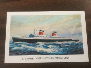 Boat Ship Ss United States Liner Postcard Old Vintage Card View Standard 1950s