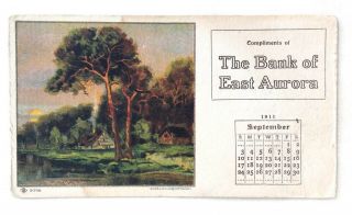 Vintage Advertising Ink Blotter The Bank Of East Aurora York Calender 1911