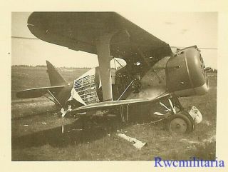 German View Abandoned Russian I - 153 Chaika Fighter Plane On Airfield