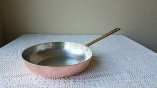 Bottega Del Rame Hammered Copper Saute Frying Pan Tin Lined Brass Handle