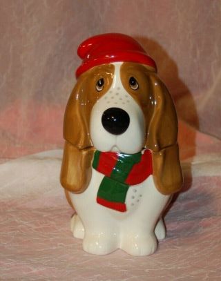 The Pioneer Woman " Holiday Charlie " Dog Shaped Christmas Cookie Jar Earthenware