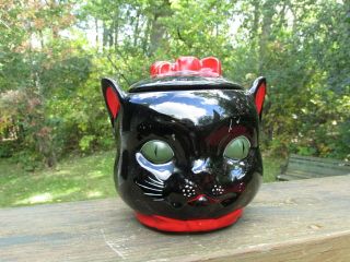 Black Cat Cookie Jar Shafford Lable 845 Vntage 1950 