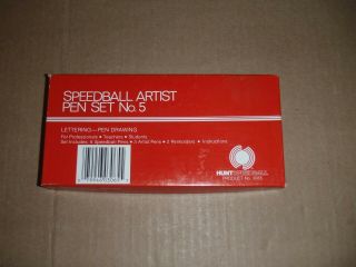 Vintage Hunt Speedball No 5 Artist Pen Set Nibs Calligraphy Box Inserts 3065