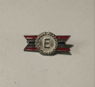 Ww2 U.  S.  Army Navy E For Excellancy Production Award Pin - Sterling/enamel Inlay