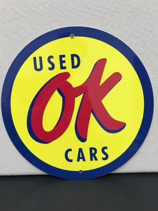 Chevrolet Chevy Ok Cars Advertising Sign Oil Gas Round