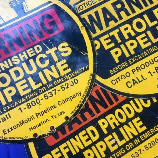 3 Retired Exxonmobil Houston,  Texas And Citgo Lulling,  Texas Oil Pipeline Signs