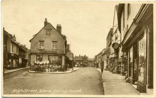 Ware - High Street Facing South - Old Postcard View