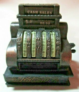 Miniature VINTAGE DIE CAST Metal Antique Cash Register Pencil Sharpener TOO CUTE 3