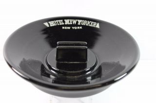 Vintage Hotel Yorker York Black Solid Ashtray W/ Match Holder - Rare