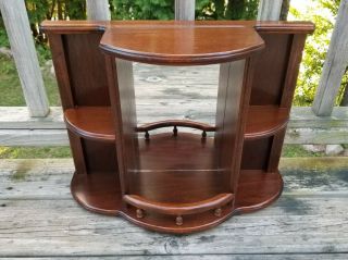 Vtg Wood/mirror Curio/display Shelf Tabletop Or Wall Plates/cups/collectibles