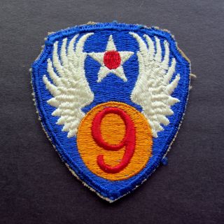 Ww2 (1940s) 9th Air Force Shoulder Patch - Worn - No Glow