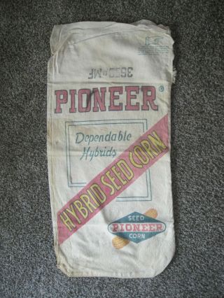 Vintage Pioneer Hybrid Seed Corn Cloth Sack Bag