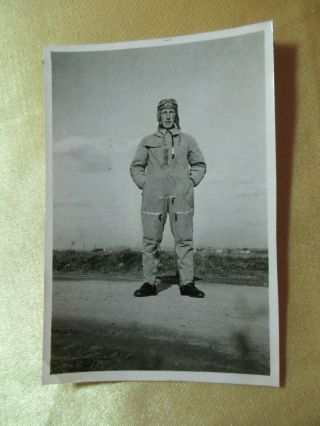Wwii German Photo Combat Pilot In Summer Flight Suit