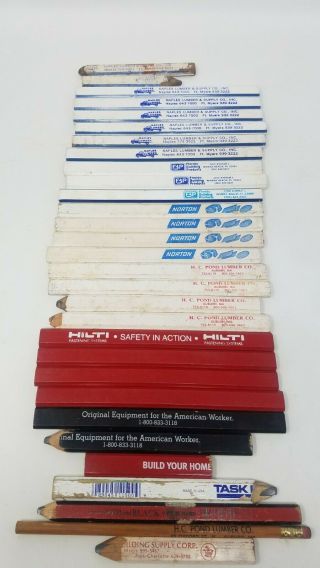 20 Vintage Advertising Carpenter Pencils & 9