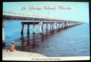 1980s Bikini Girl Fishing Old St.  George Island Bryant Grady Bridge Florida