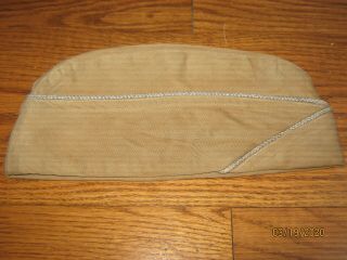 Vintage Wwii? U.  S.  Military Garrison Cap Hat Beige With Piping