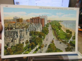 Vintage Old Postcard Illinois Chicago Lake Shore Drive Drake Hotel Mostly Razed