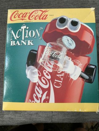 Vintage 1992 Coca - Cola Coke Soda Pop Can Robot Mechanical Action Bank Nib W/box