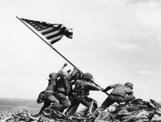 Iwo Jima Photo Usa American Flag Raising Mt Suribachi Us Marines 8x10 Wwii
