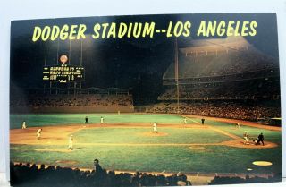 California Ca Los Angeles Dodger Stadium Night Postcard Old Vintage Card View Pc