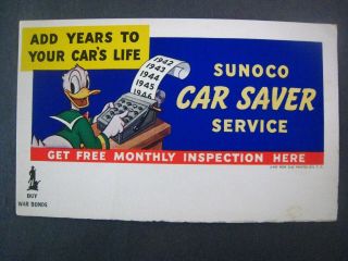 Vintage 1940s Sunoco Oil Donald Duck Disney Ink Blotter 1