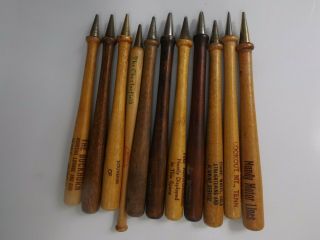 11 Vintage Souvenir Wood Baseball Bat Mechanical Pencil Souvenir Pen Old