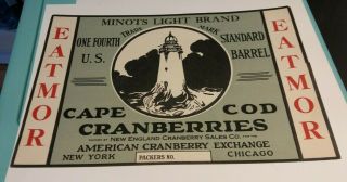 Minots Light Brand Eatmor Cape Cod Cranberries American Cranberry Exchange