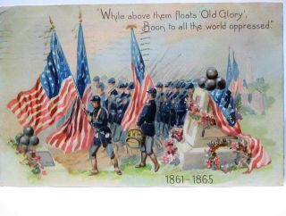 1907 Tuck Postcard Civil War Memorial,  While Above Them Floats Old Glory