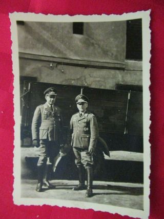 Wwii German Photo Combat Luft Officers With Wwi Pilots Badge & Ek