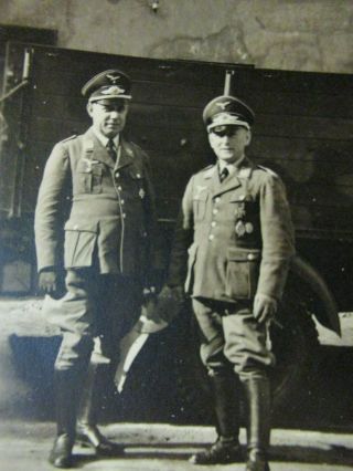 WWII German Photo Combat Luft Officers with WWI pilots badge & EK 2