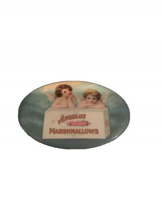 Antique Angelus Marshmallows Celluloid Ad Pocket Mirror