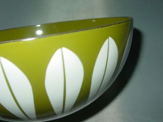 Cathrineholm Lotus Art Green Bowl 8 " Enamel Mid Century Retro Danish Modern Eame