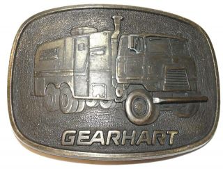 Vintage Gearhart Oil Gas Drilling Truck Advertising Belt Buckle