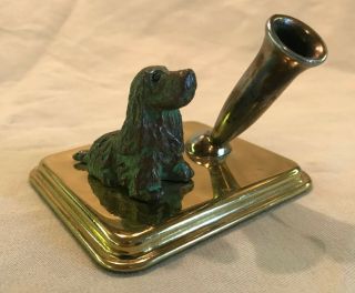 Vintage Fountain Pen Desk Holder With Copper Dog
