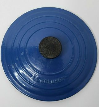 Le Crueset 24 Blue Enameled Cast Iron Lid Only 10 " D Made In France