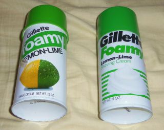 Pair (2) Of Vintage Gillette Foamy Shaving Cream Lemon - Lime