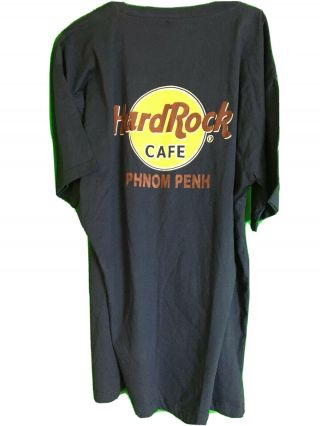 Hard Rock Cafe Logo Men’s Xxl Black Tee T Shirt Phnom Penh Cambodia All Cotton