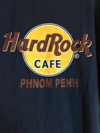 Hard Rock Cafe Logo Men’s XXL Black Tee T Shirt Phnom Penh Cambodia All Cotton 2