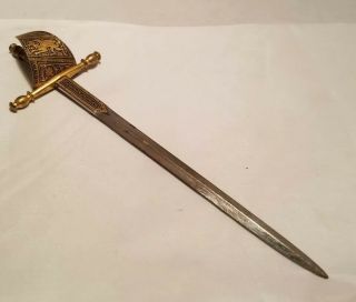 Vintage Toledo Sword Letter Opener Brass Plated