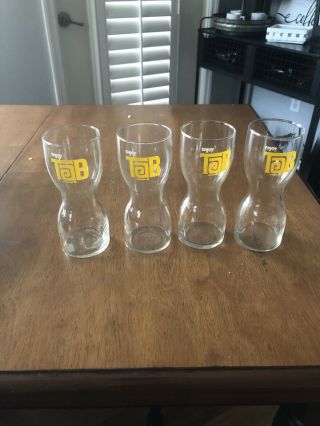 Vintage Tab Glasses 7 " Hourglass " Enjoy Tab " Set Of 4 16 Oz