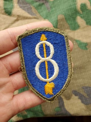 Wwii Us Army 8th Infantry Division Green Border Green Back Patch Variation