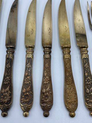 Vom Cleff & Co.  Gilt Brass Knives and Forks Cutlery York NY - German Import 3