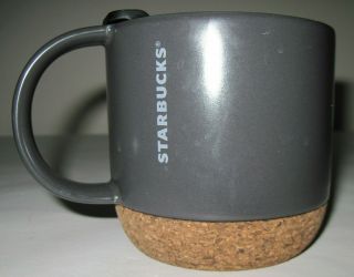 Starbucks Coffee Mug Cork Bottom Gun Metal Black Ceramic 12 Oz W/ Lid 2016