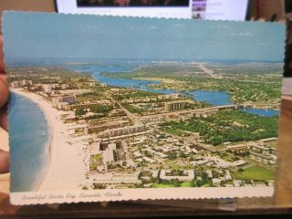 Vintage Old Postcard Florida Sarasota Siesta Key White Sand Beach Hotels Motels