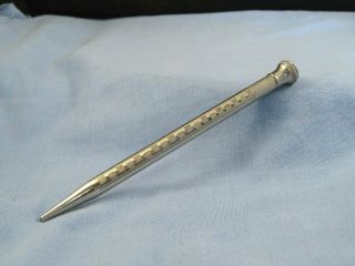 Vintage Art Deco Geometric Nickel Plated Propelling Mechanical Patent Pencil