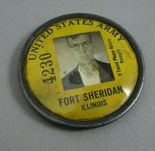 Vintage United States Army Employee Badge Civilian Fort Sheridan Illinois