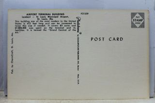 Missouri MO St Louis Airport Terminal Building Postcard Old Vintage Card View PC 2