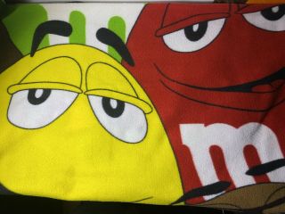 M&M Big Face Characters Blanket Throw w Blue Brown Red Yellow Green & Orange 2