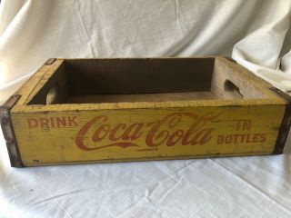 Vintage Coca - Cola Yellow Wooden Bottle Crate 50’s/60’s