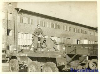 BEST US Soldier Posed On Top of M8 Greyhound Armored Car; Germany 1945 2